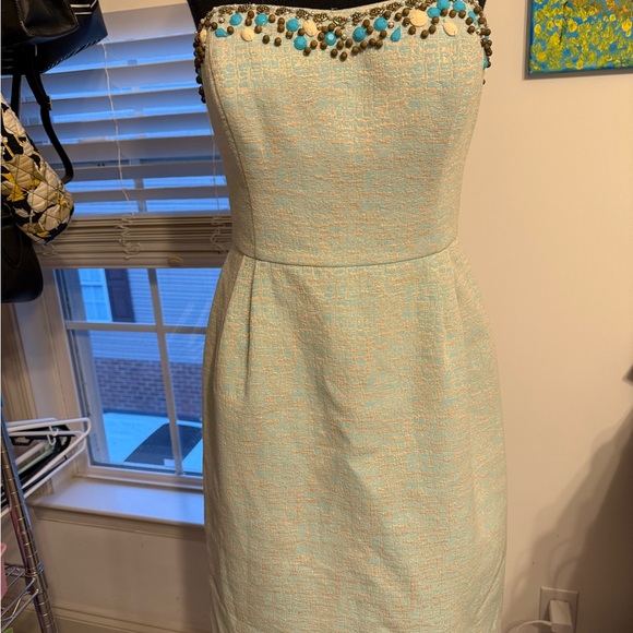 Lilly Pulitzer Yellow Cream Strapless Sheath Dress - Picture 1 of 7